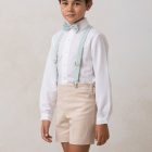 camisa de niño blanca en lino y manga larga