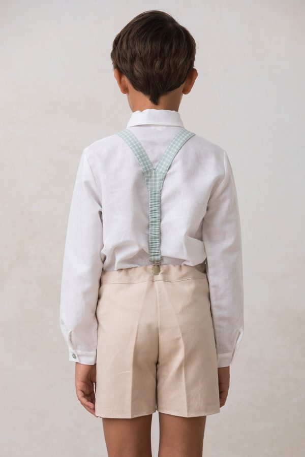 camisa de niño en lino blanco y manga larga para ceremonia