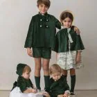 bottle green velvet cape for girls