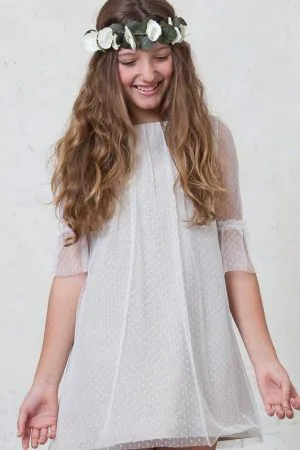 vestido de adolescentes para ir a bodas con lino y tul