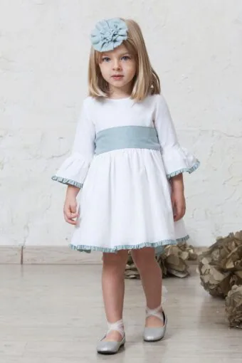 Vestido ceremonia niña ribetes verdes