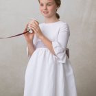 vestido de niña para ceremonia en lino blanco