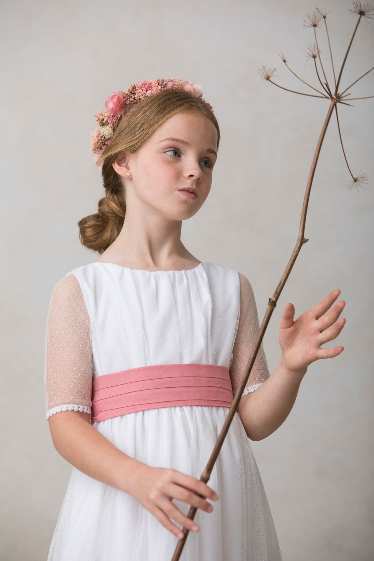 vestido de comunion sencillo de niña plumeti