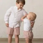 Bermuda shorts for boys, linen, pink, nude