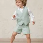 linen bermuda shorts for boys in aqua green