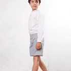 Boys' linen Bermuda shorts, grey and blue