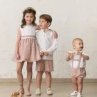 nude pink linen Bermuda shorts for boys' ceremonies