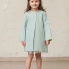 girl's coat, dress in aqua green