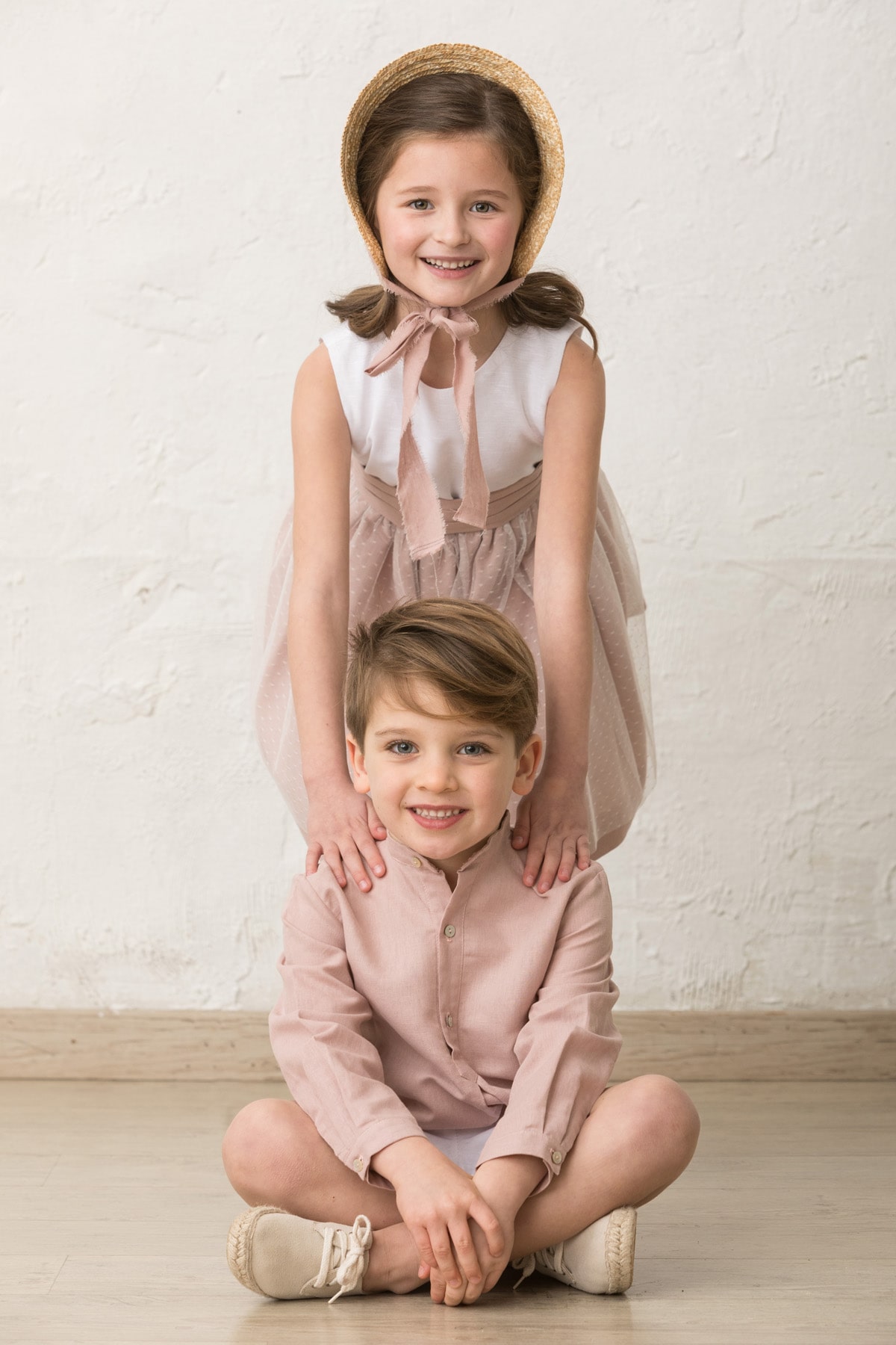 camisa de ceremonia de niño en rosa cuello mao