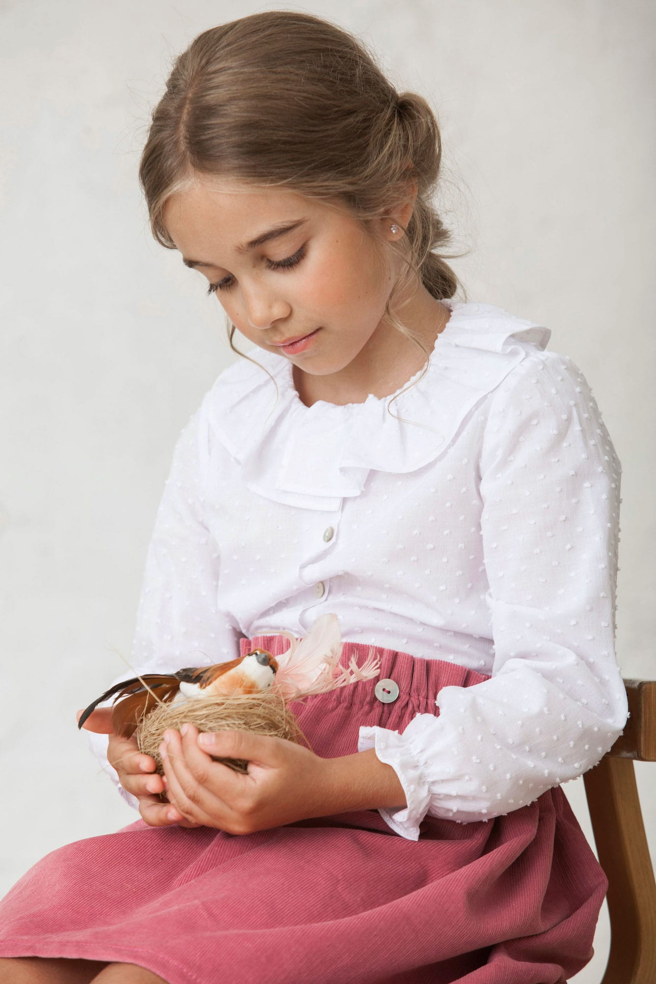 camisa de plumeti blanco para niñas