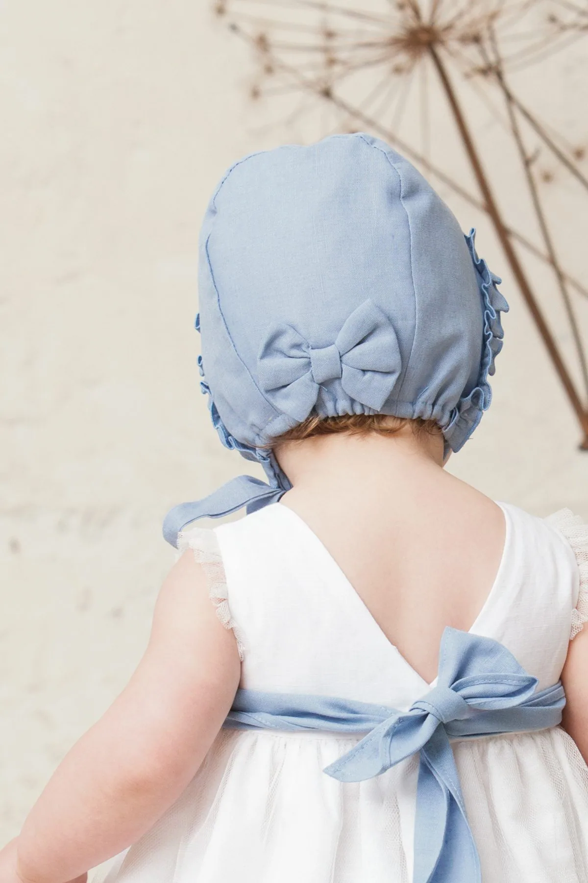 baby blue bonnet with bow