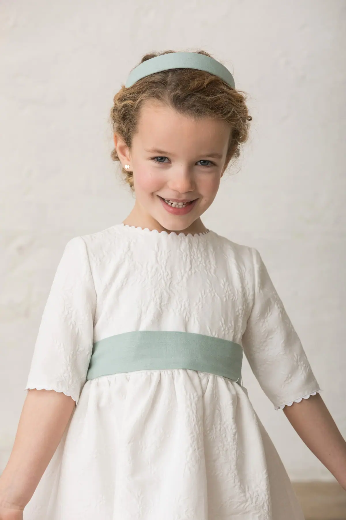 simple aqua green ceremony sash for girls