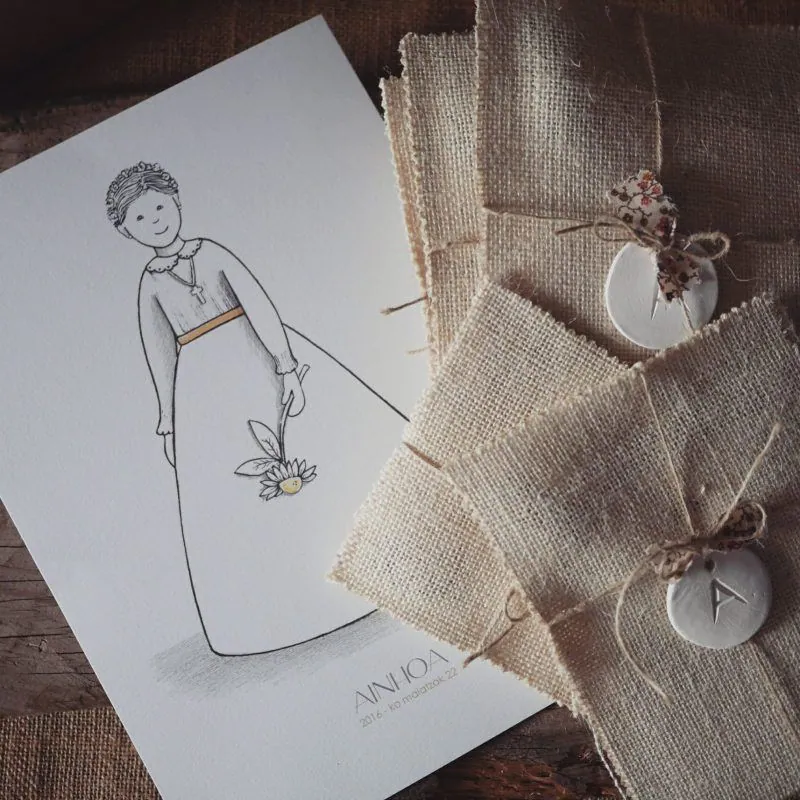 First Communion Invitations in Aubergine Grey