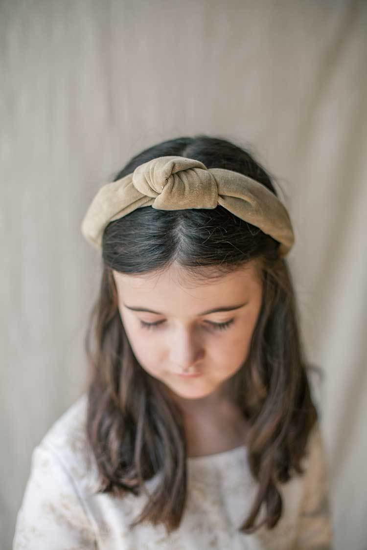 brown velvet knot headband for girl's ceremony