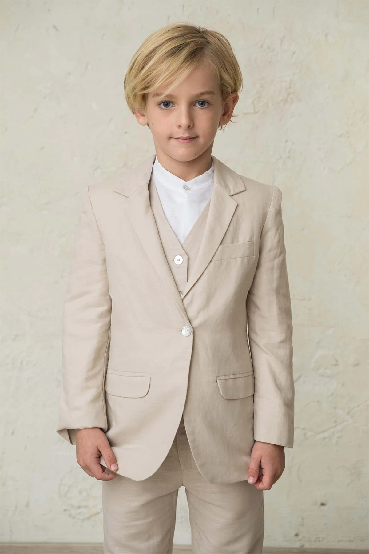 beige linen boy's blazer