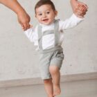 bermuda gris tirolesa de terciopelo para bebé