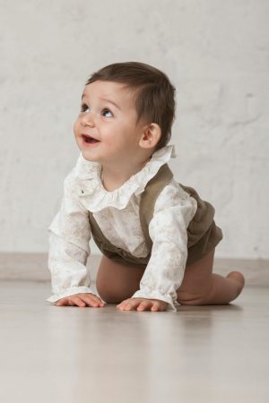 printed lion collar baby boy shirt