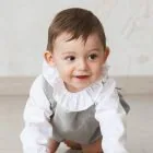 white cotton shirt for baby boy with wide neck