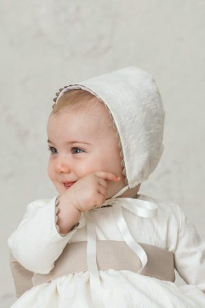 handmade white ceremonial hood for baby girls