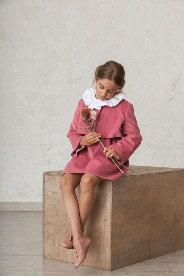 chaqueta de niña para ceremonia de pana rosa