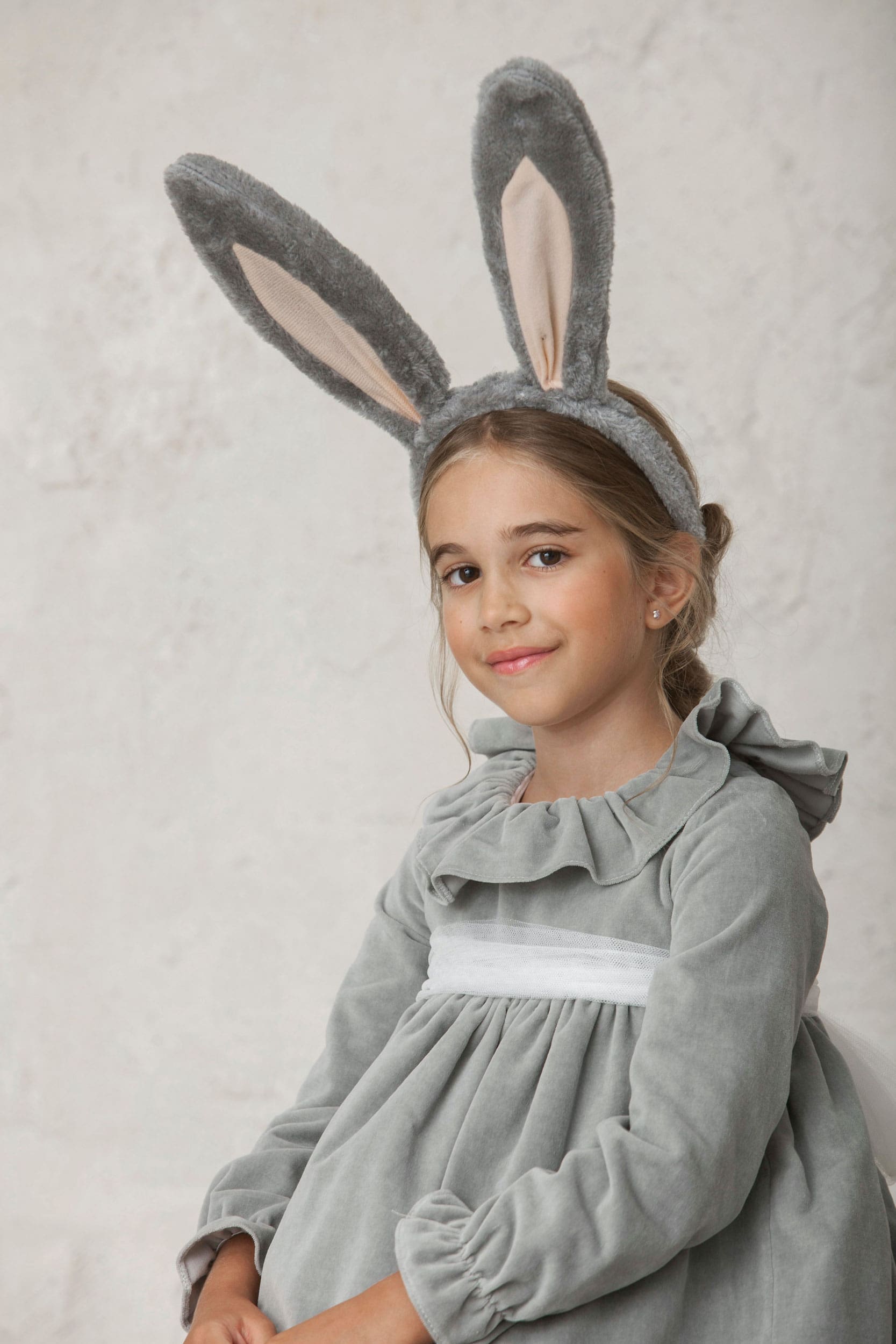 gray velvet girl's ceremony dress for winter