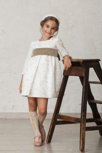 French sleeve girl's ceremony dress