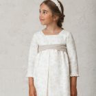 vestido de ceremonia para niña con manga francesa y fajín de lino