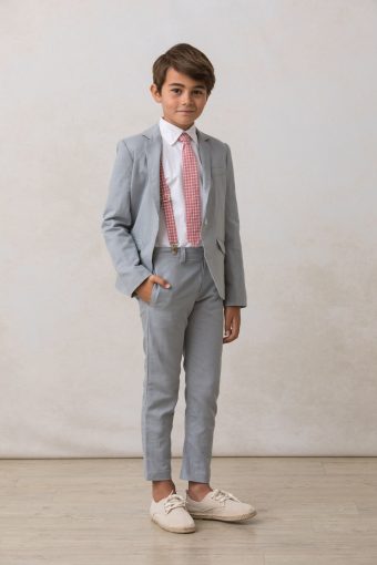 pantalon de lino de niño en gris