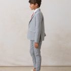 pantalon de lino de niño en gris pitillo