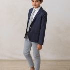 pantalon de niño gris pitillo de lino