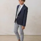 boys' grey skinny linen trousers