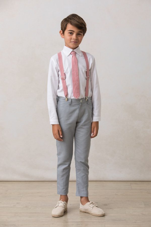 pantalon de niño en lino gris