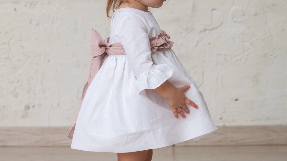 chinese dress ladies Hope & Henry Baby Short Sleeve Special Occasion Linen Pintuck Dress