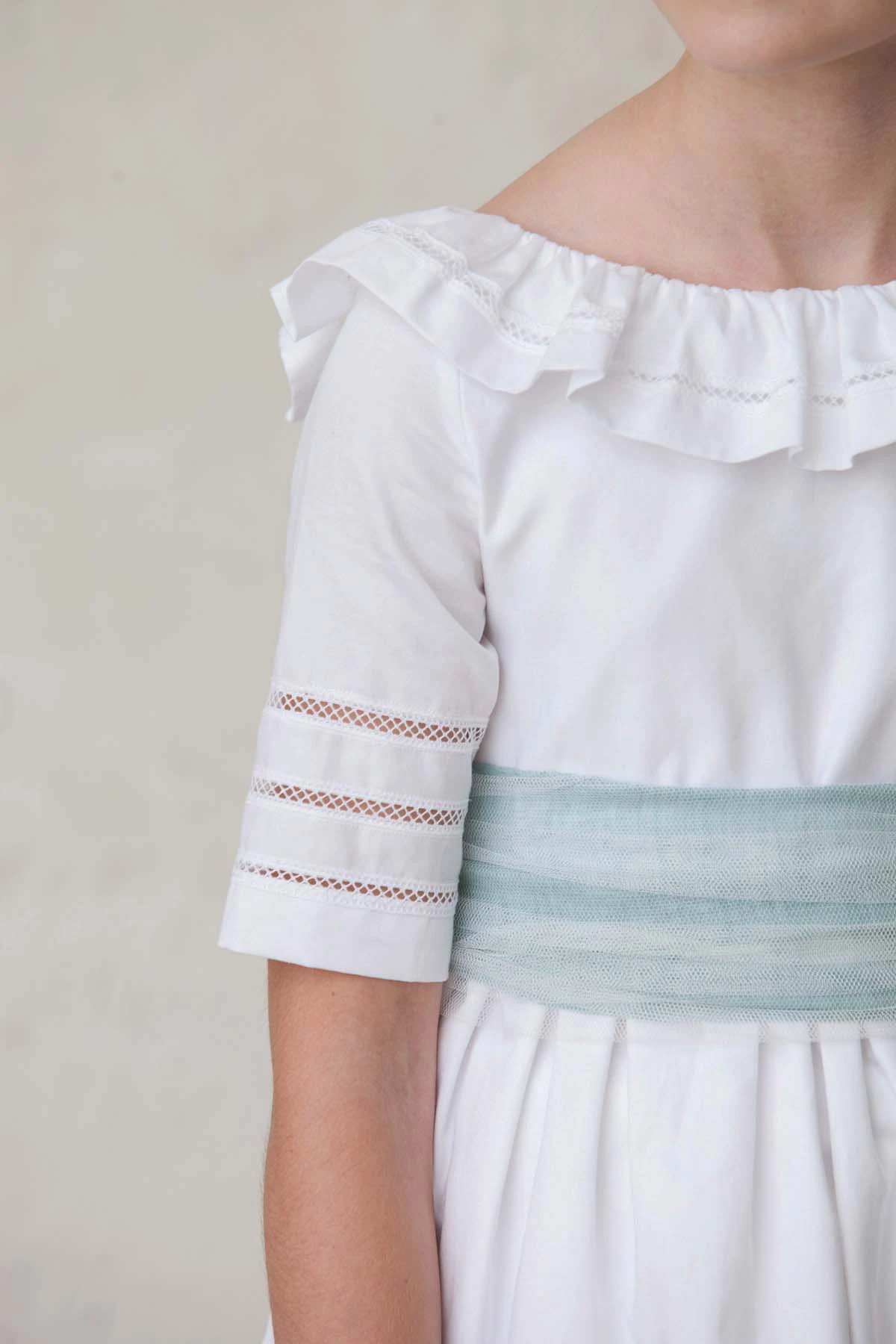 communion dress with ruffled collar