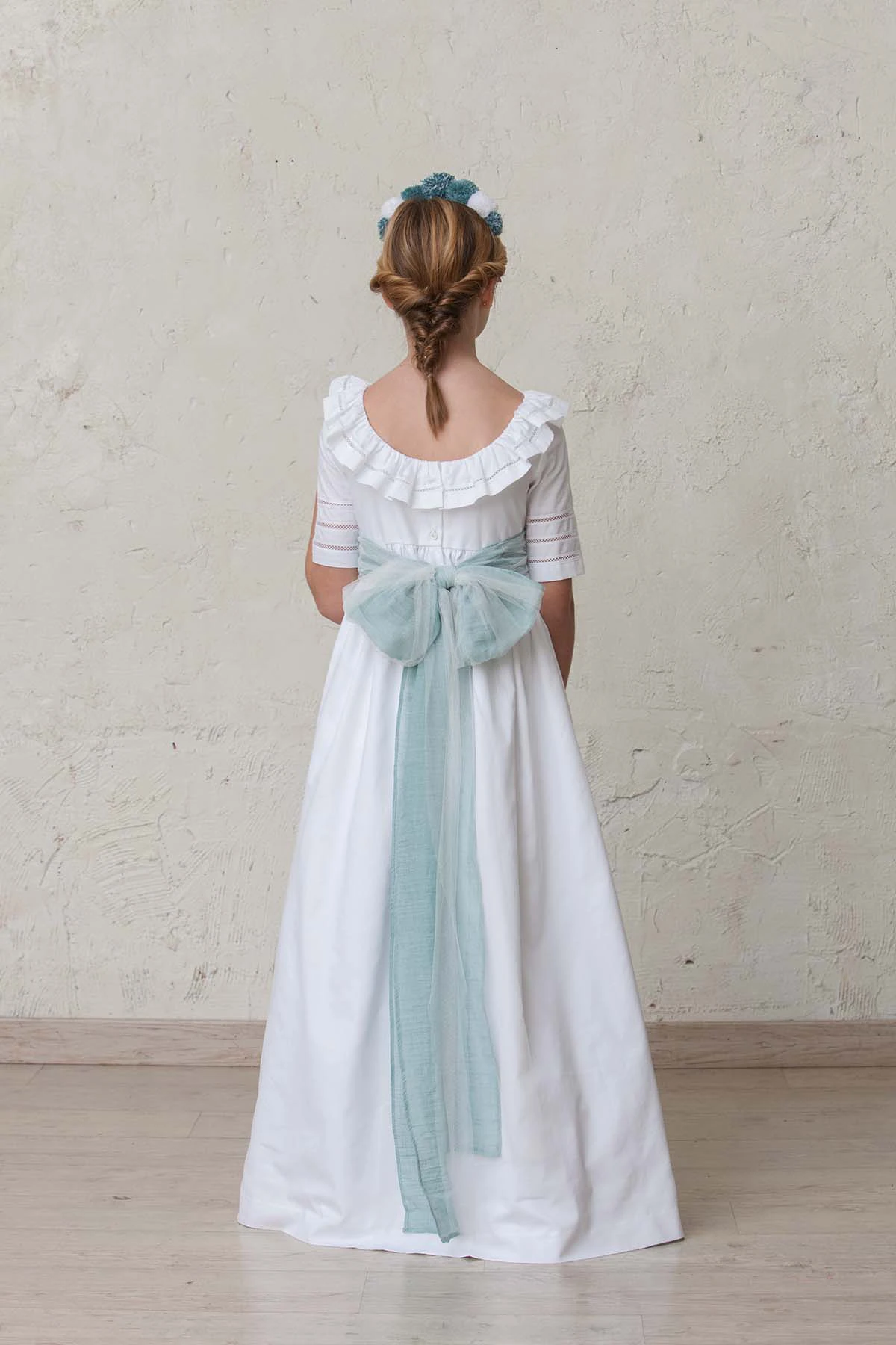 boat neck first communion dress