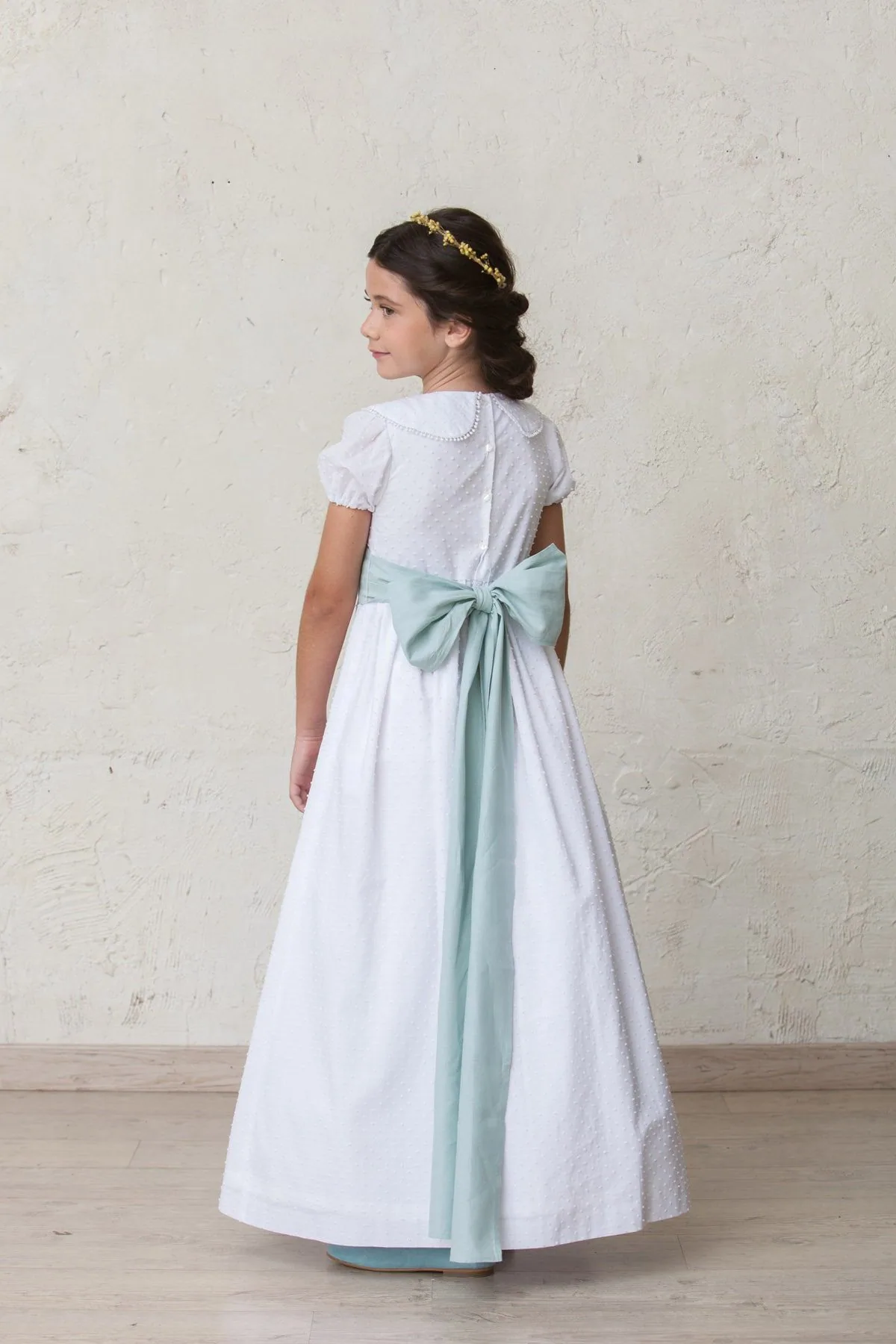 Girls' communion shoes in aqua green