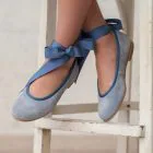 blue leather shoes for girls
