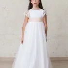 organza sash and bow for a girl's communion