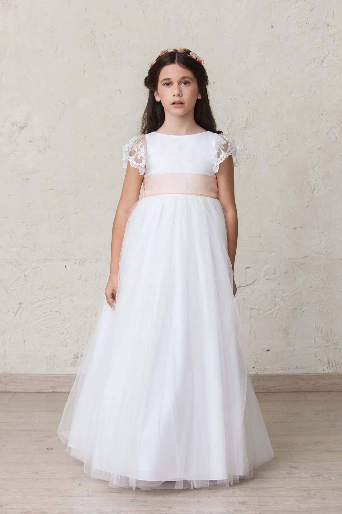 organza sash and bow for a girl's communion