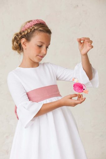 powdered pink girl's communion headband