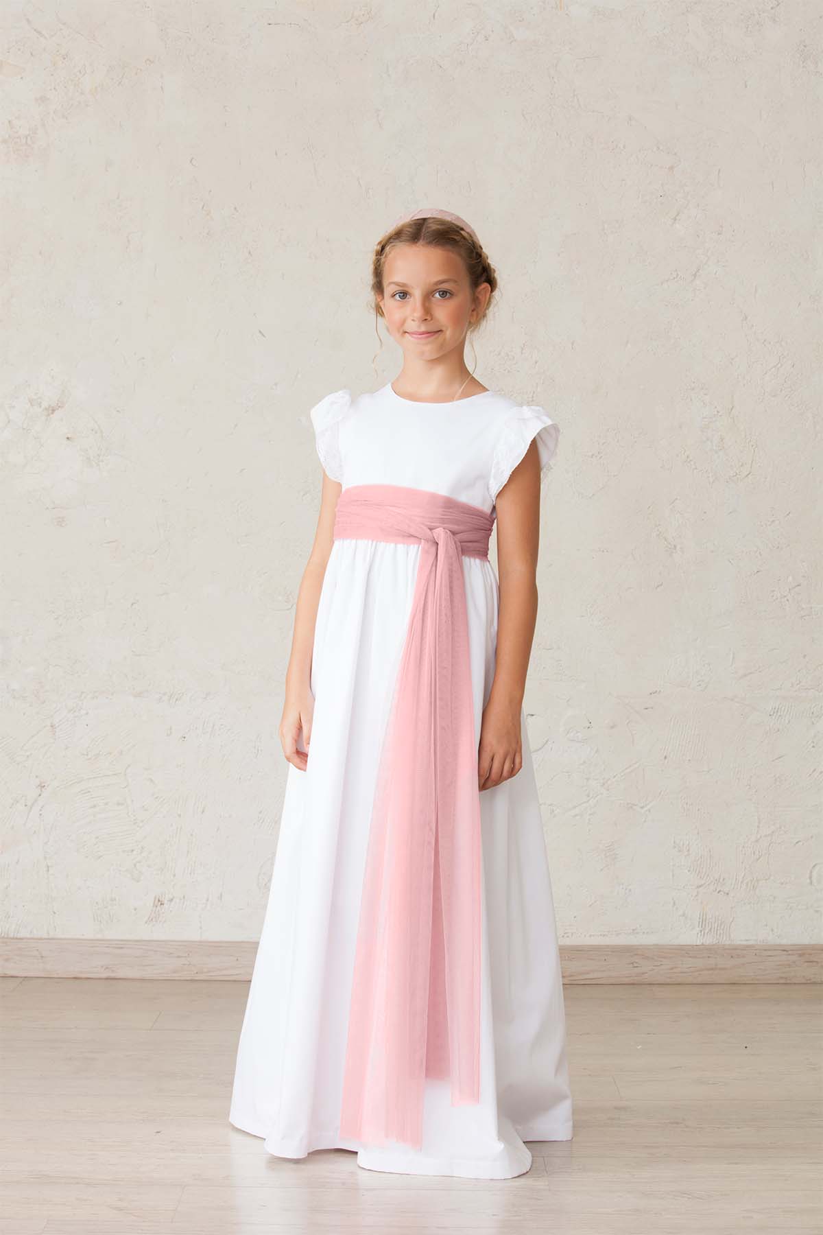 fajin-tul-comunion-rosa-empolvado lazo de tul rosa empolvado