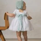 baby bonnet for formal occasions, green with bow