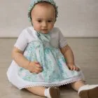 baby bonnet, aqua green, bow