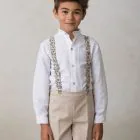 beige cotton bermuda shorts for boys, winter formal wear