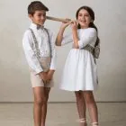 beige cotton bermuda shorts for boys in winter