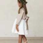 sash, bow, trench coat, bow, girl's dress