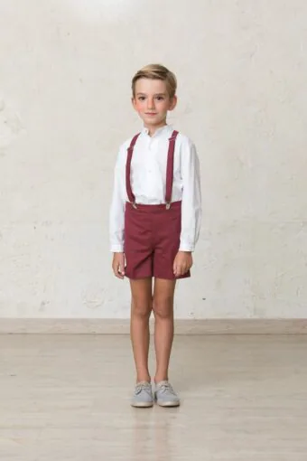 burgundy suspenders for boy ceremony