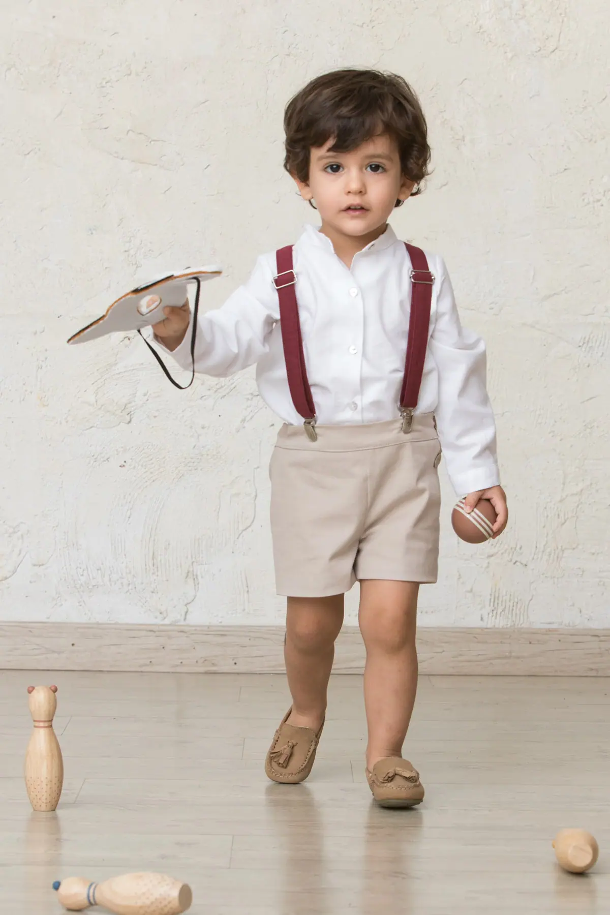 red winter children's suspenders