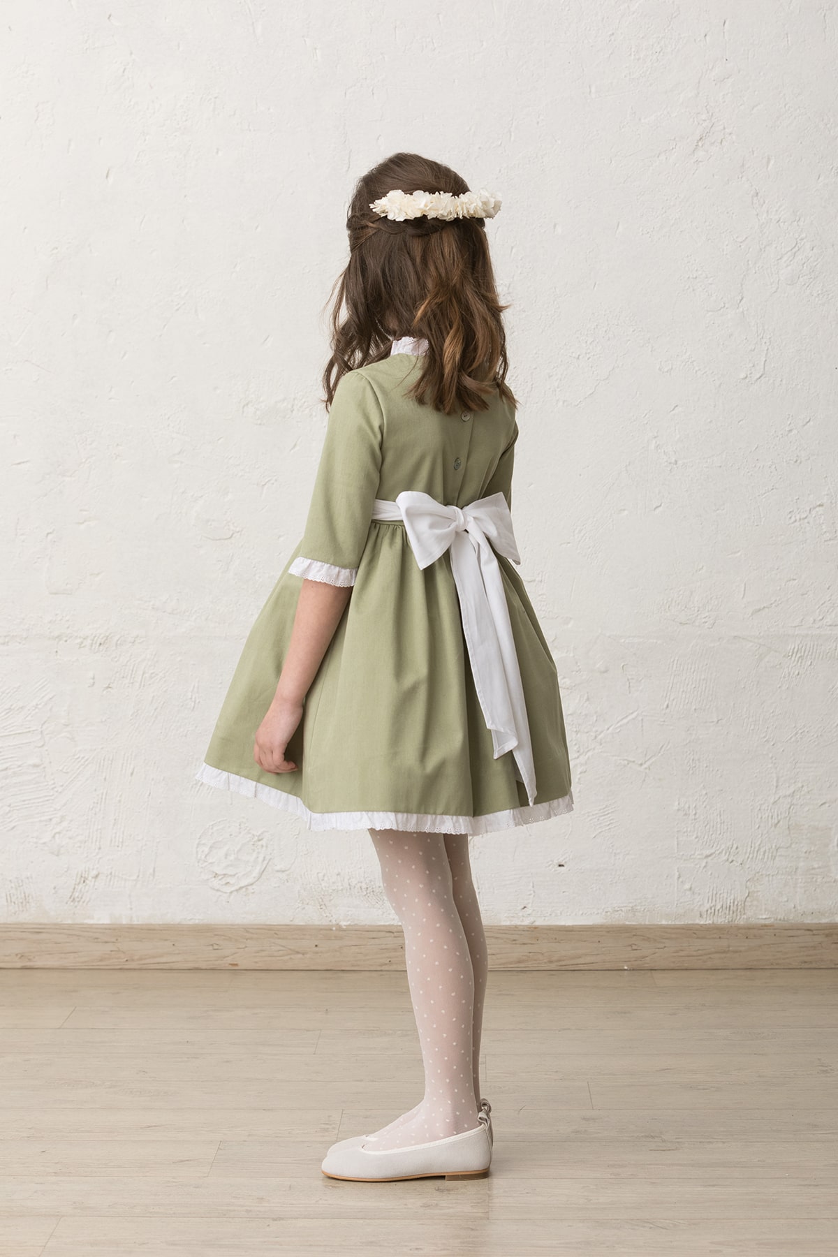 vestido de niña para invierno verde