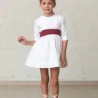 white formal dress for girls with drawstrings